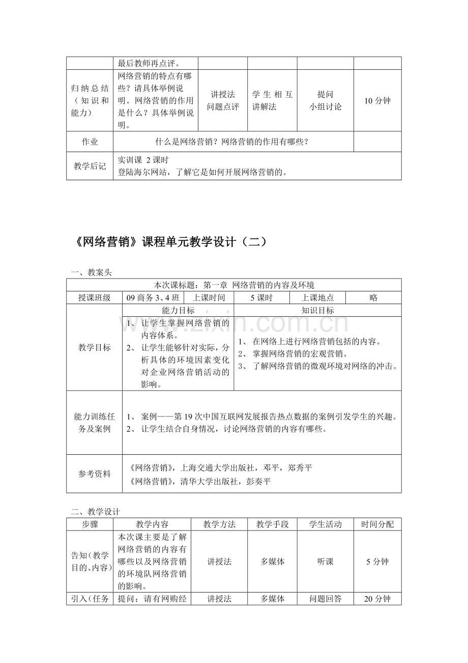 《网络营销》教案-课程单元教学设计.doc_第2页