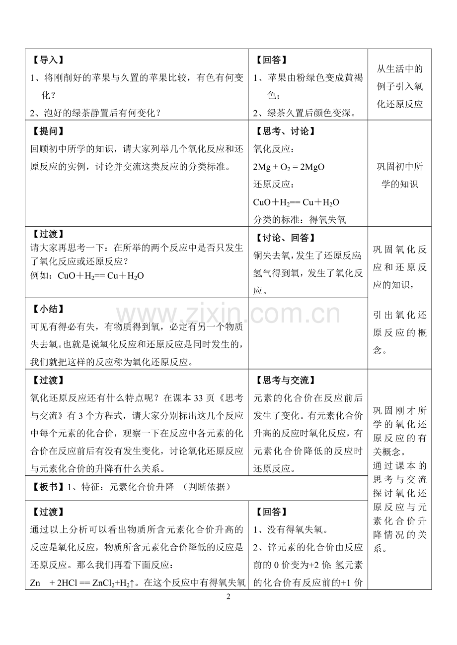 优质课--氧化还原反应教学设计.doc_第2页