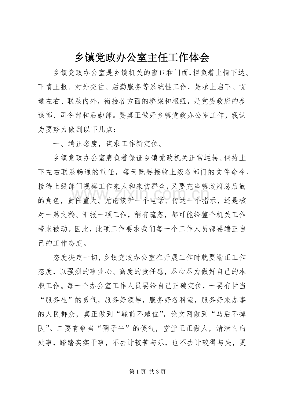 乡镇党政办公室主任工作体会.docx_第1页