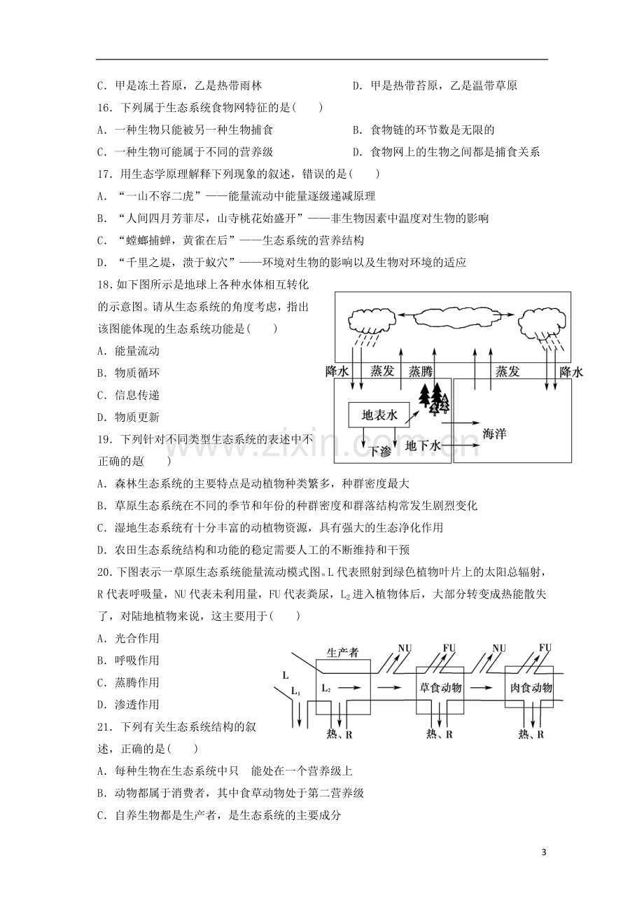 山东省高三生物单元测试20-第5章《生态系统及其稳定性》-新人教版必修3.doc_第3页