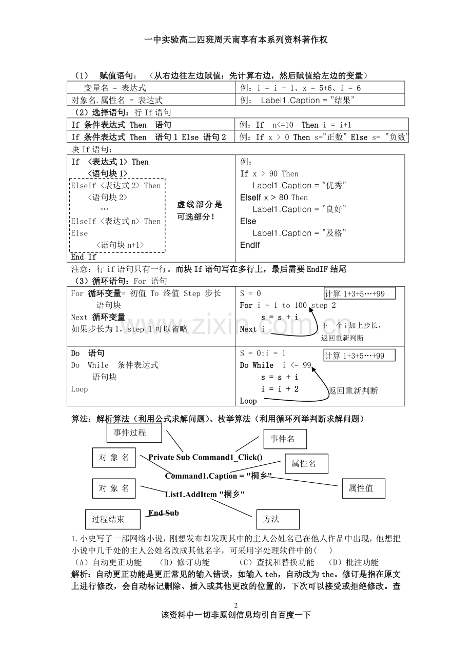 浙江省信息技术学业水平考试重要知识点整理归纳.doc_第2页