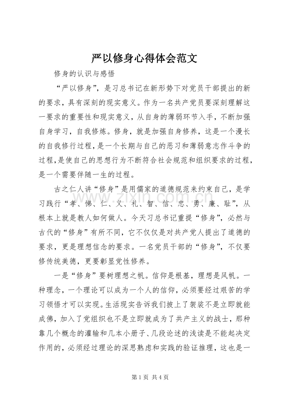 严以修身体会心得范文.docx_第1页