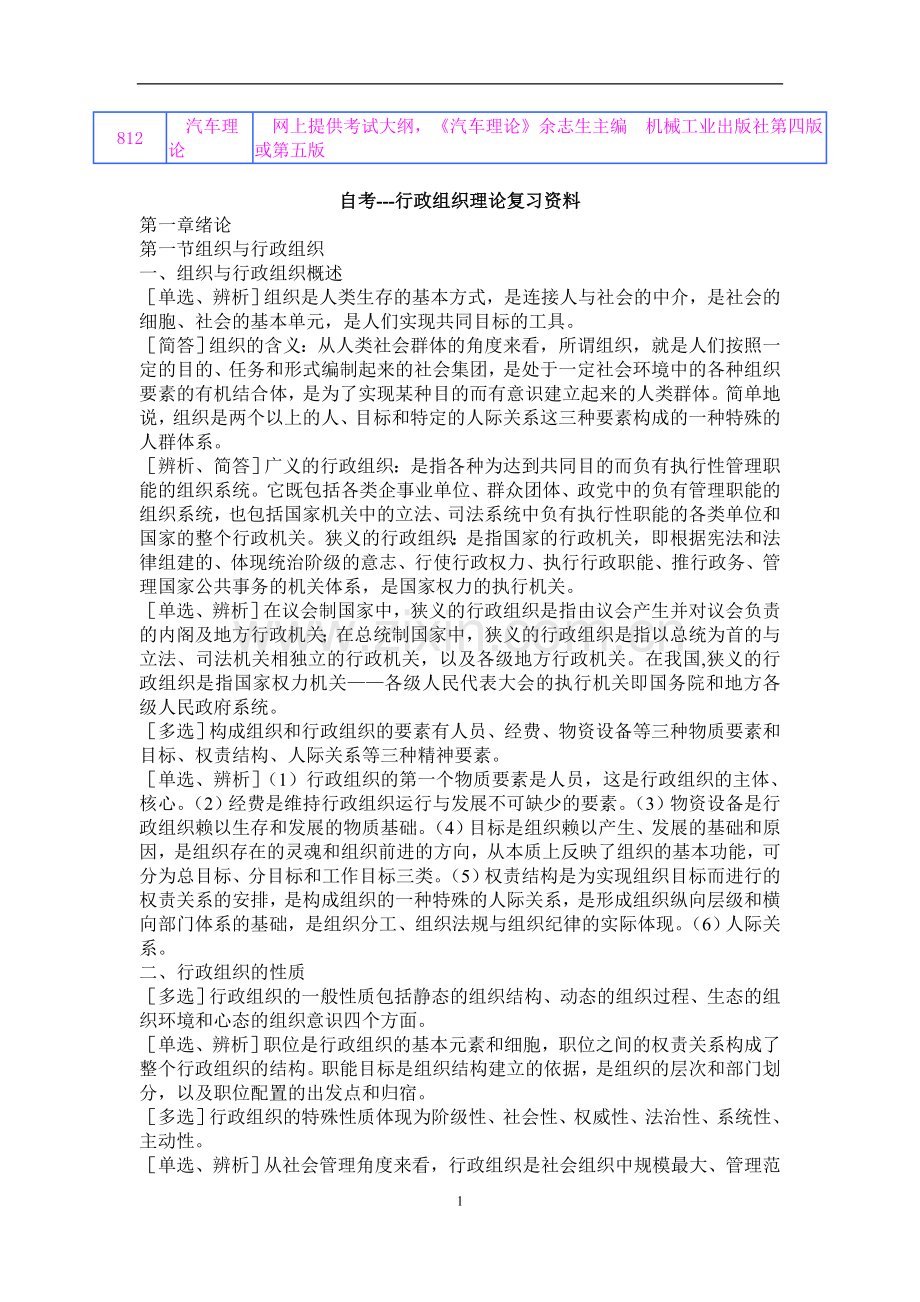 自学考试---行政组织理论复习资料.doc_第1页