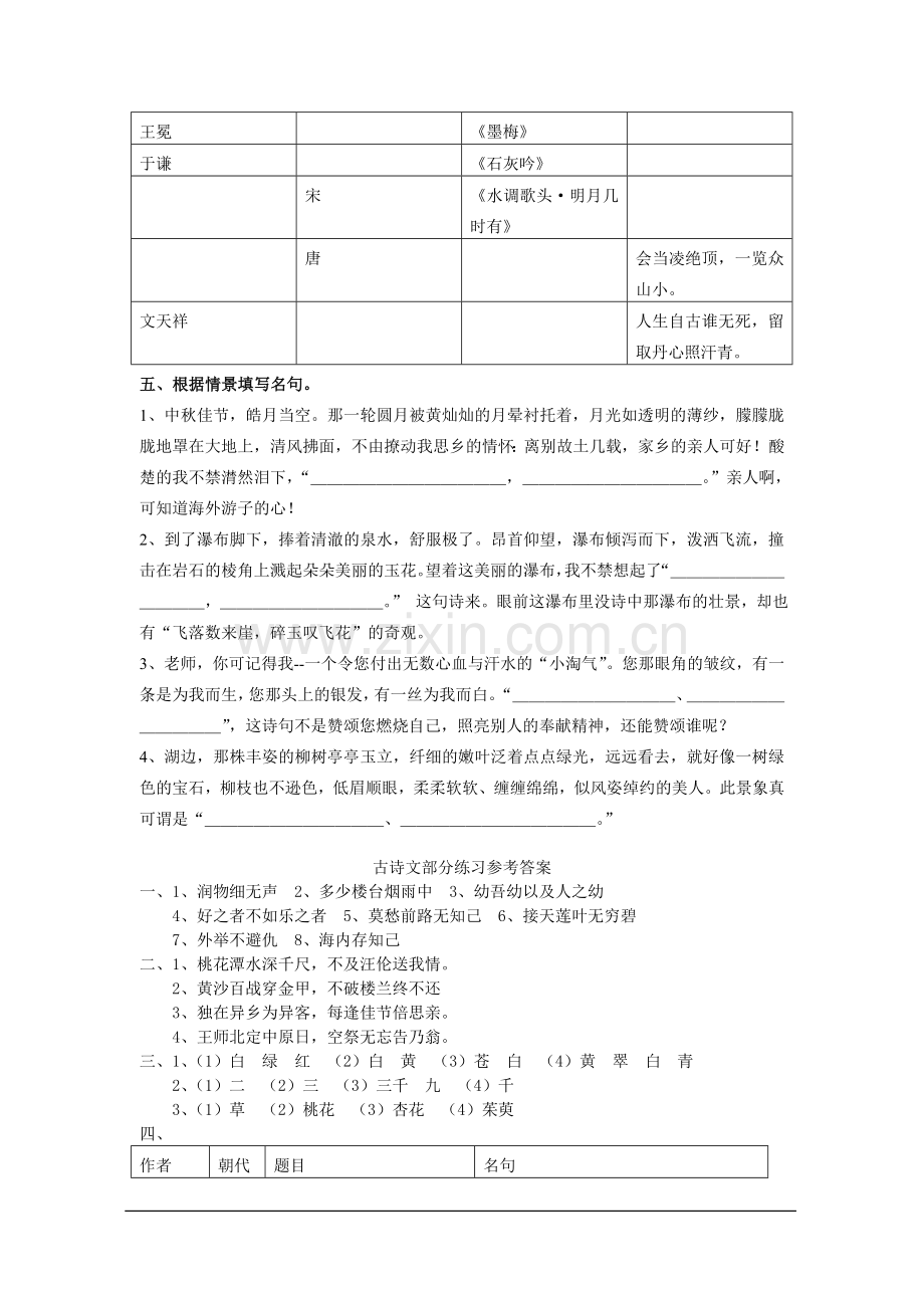 小学语文复习古诗文部分练习一.doc_第2页