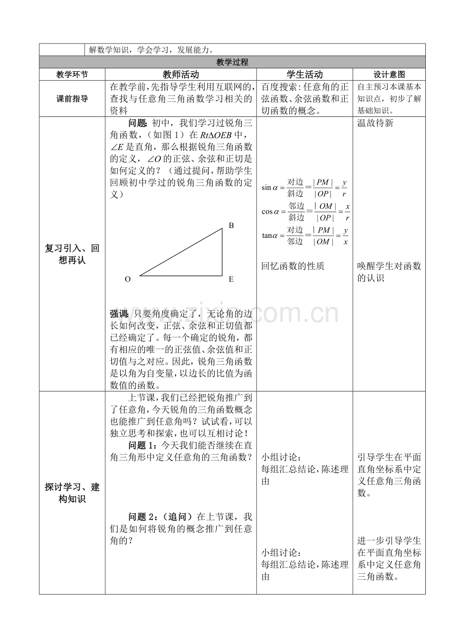 任意角的正弦函数、余弦函数和正切函数的概念教学设计.doc_第2页