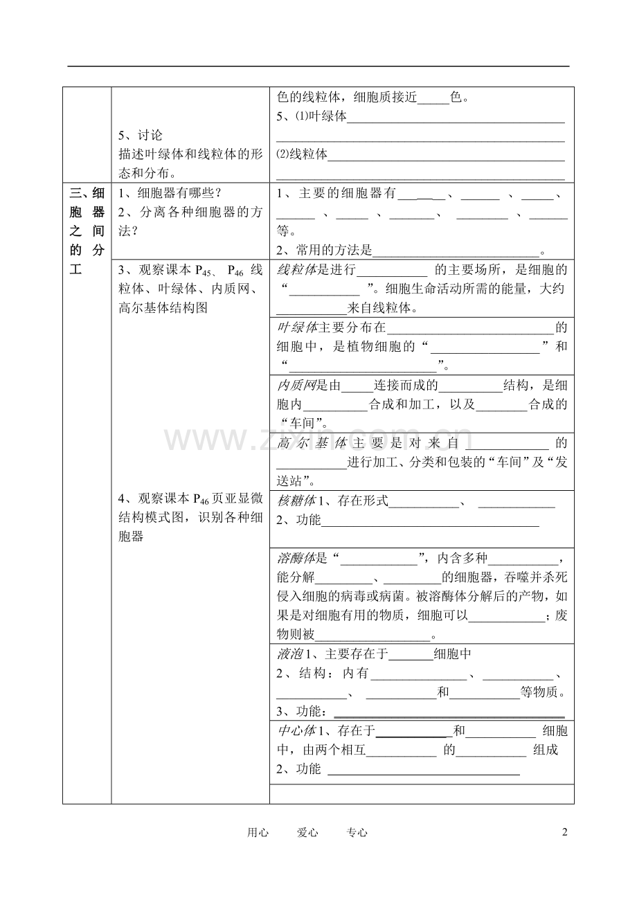 高中生物《细胞器--系统内的分工合作》学案5-新人教版必修1.doc_第2页