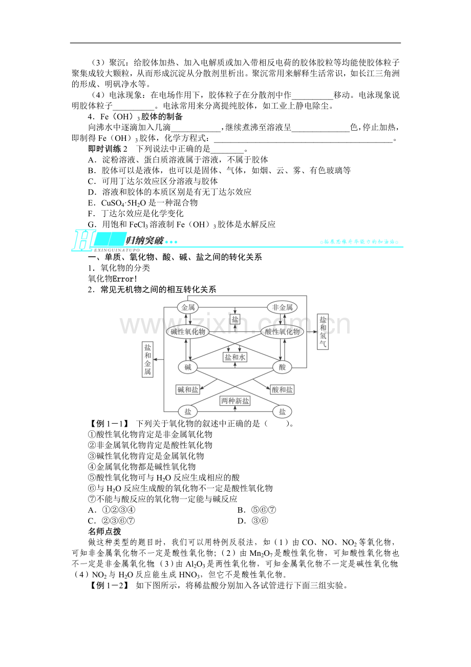 志鸿优化设计2014届高考化学一轮复习考纲点击教学案：第二单元化学物质及其变化第1节物质的分类.doc_第2页