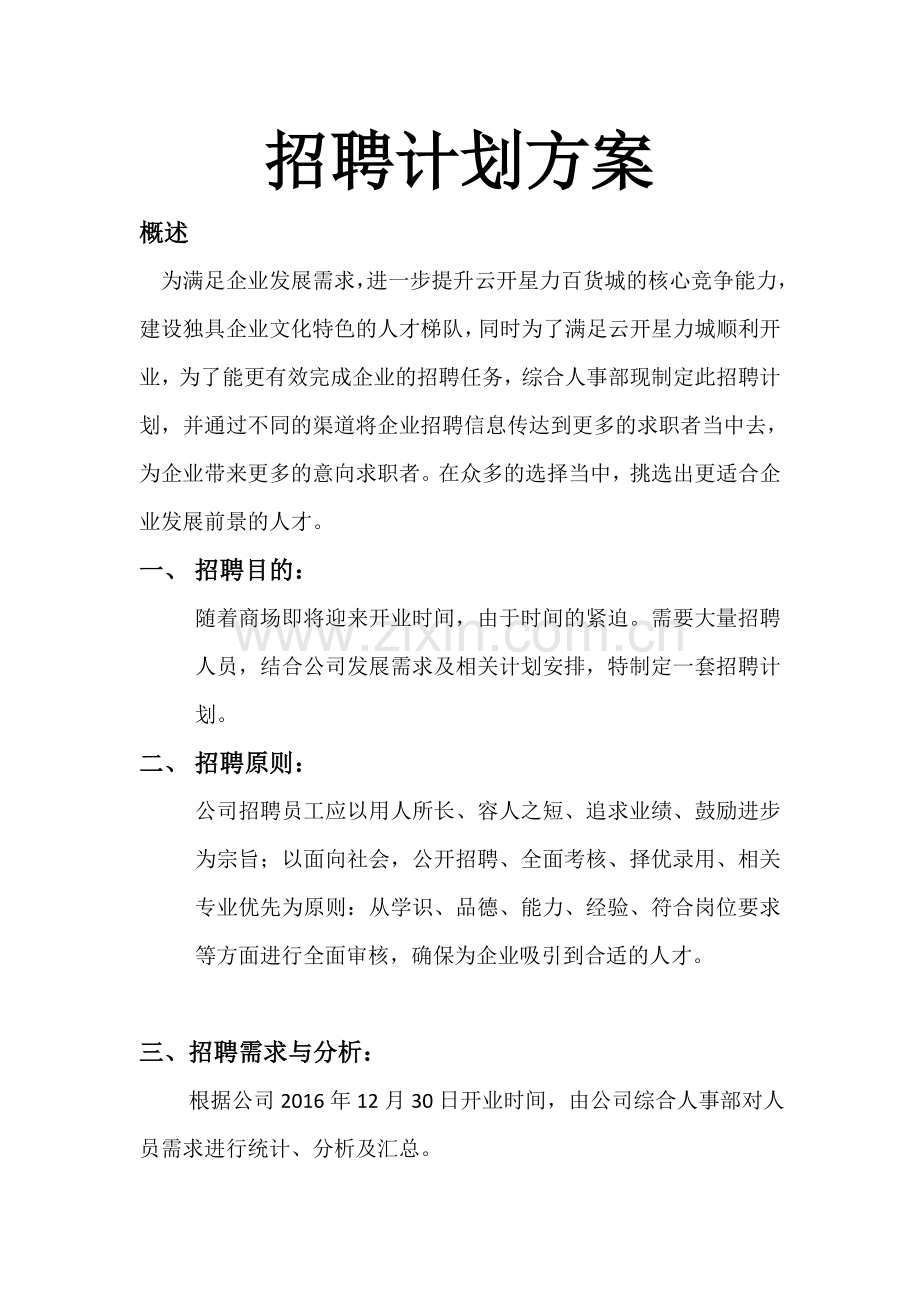 招聘计划方案.doc_第1页