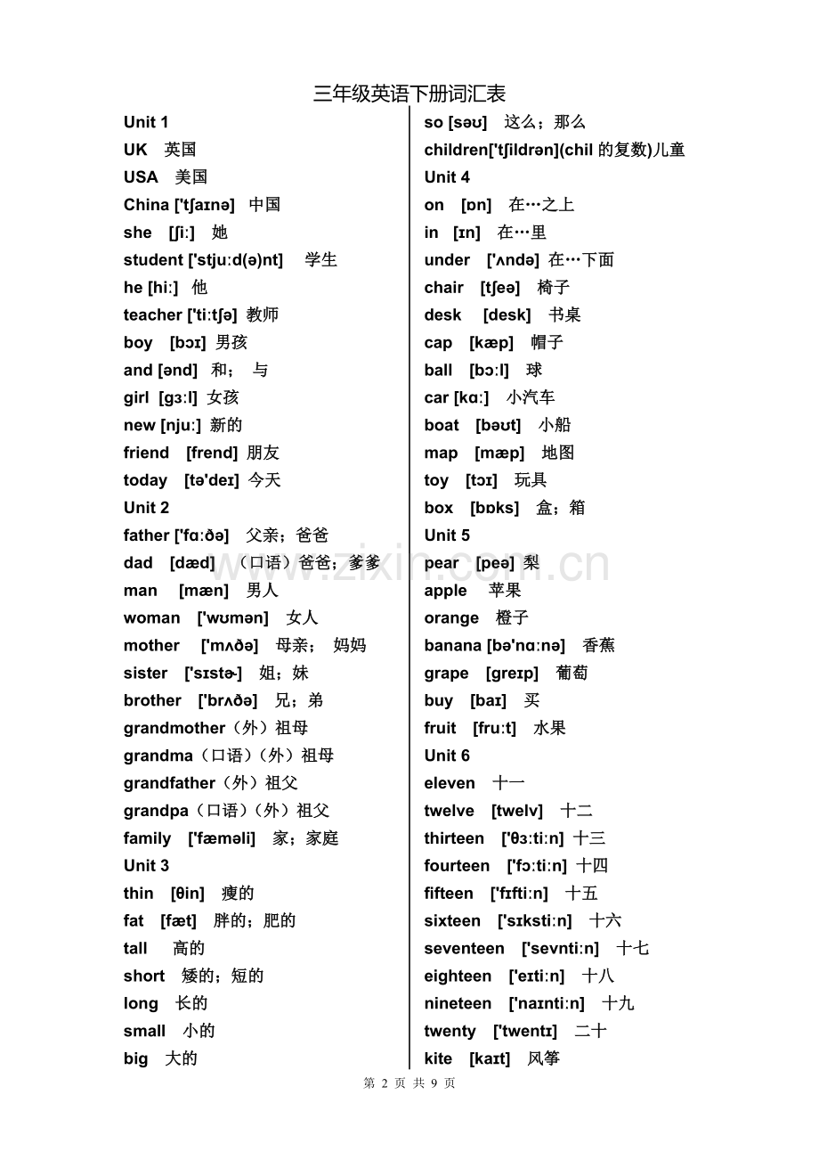 新版PEP小学英语(3-6年级)单词表.doc_第2页