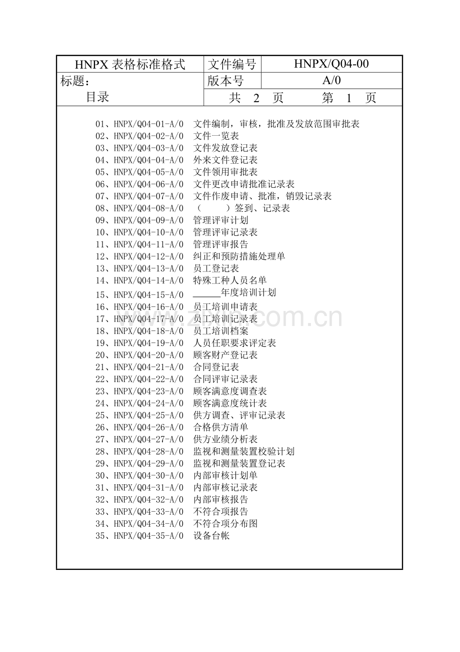 iso9001实用全套表格.doc_第1页