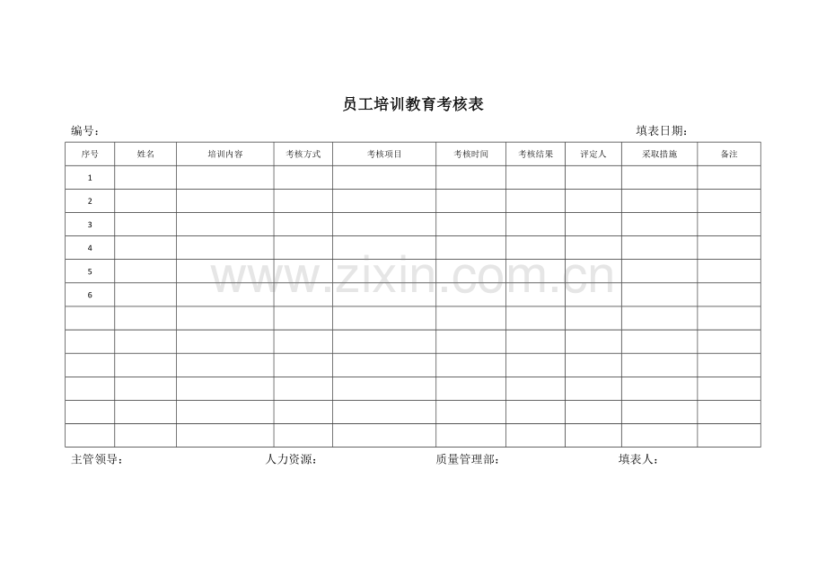 员工培训教育考核表.doc_第1页