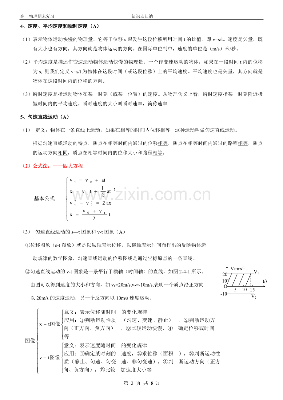 高一物理期末考试知识点复习提纲.doc_第2页