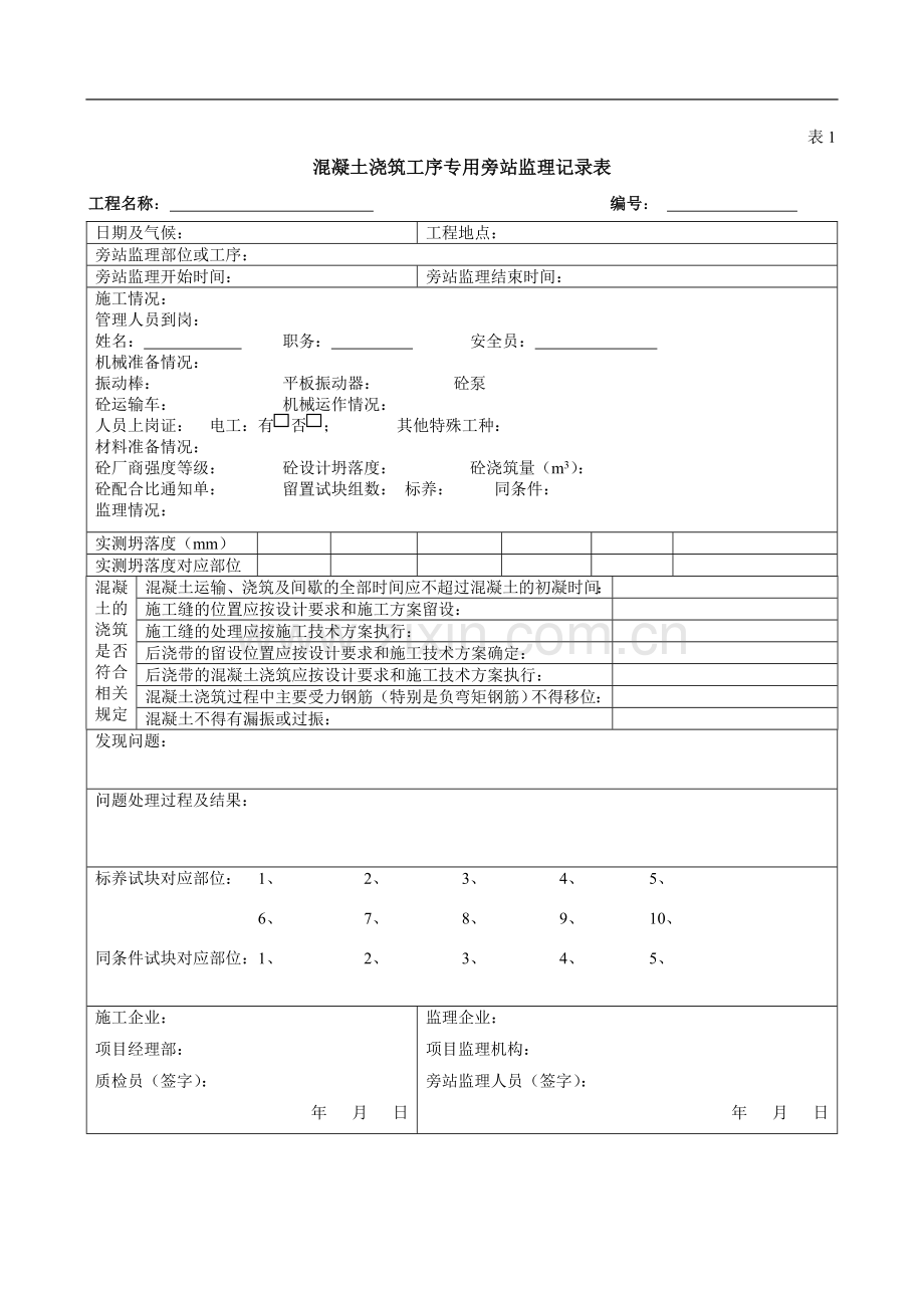 监理旁站表格(齐全).doc_第1页