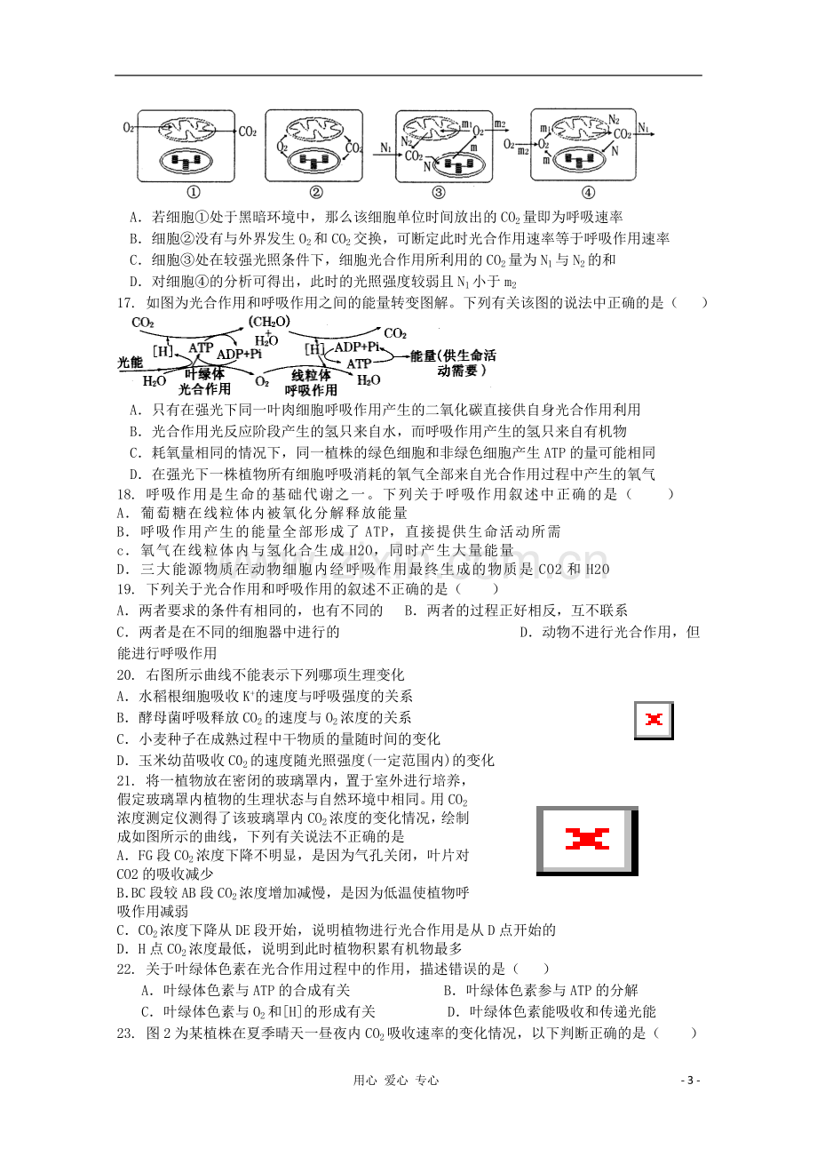 山东省高三生物-《细胞的能量供应和利用》单元测试5-新人教版必修1.doc_第3页