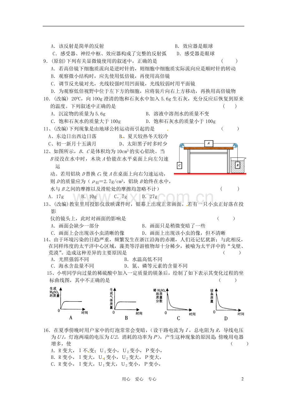 浙江省杭州2012年中考科学模拟试题2-浙教版.doc_第2页