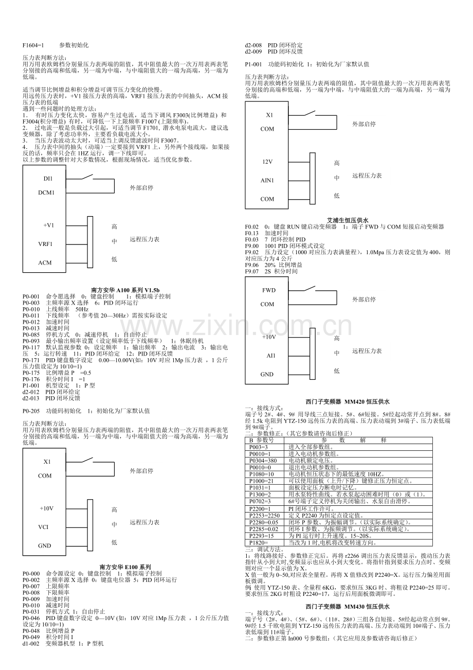 国内外各种变频器恒压供水参数设置以及远传压力表接线.doc_第3页