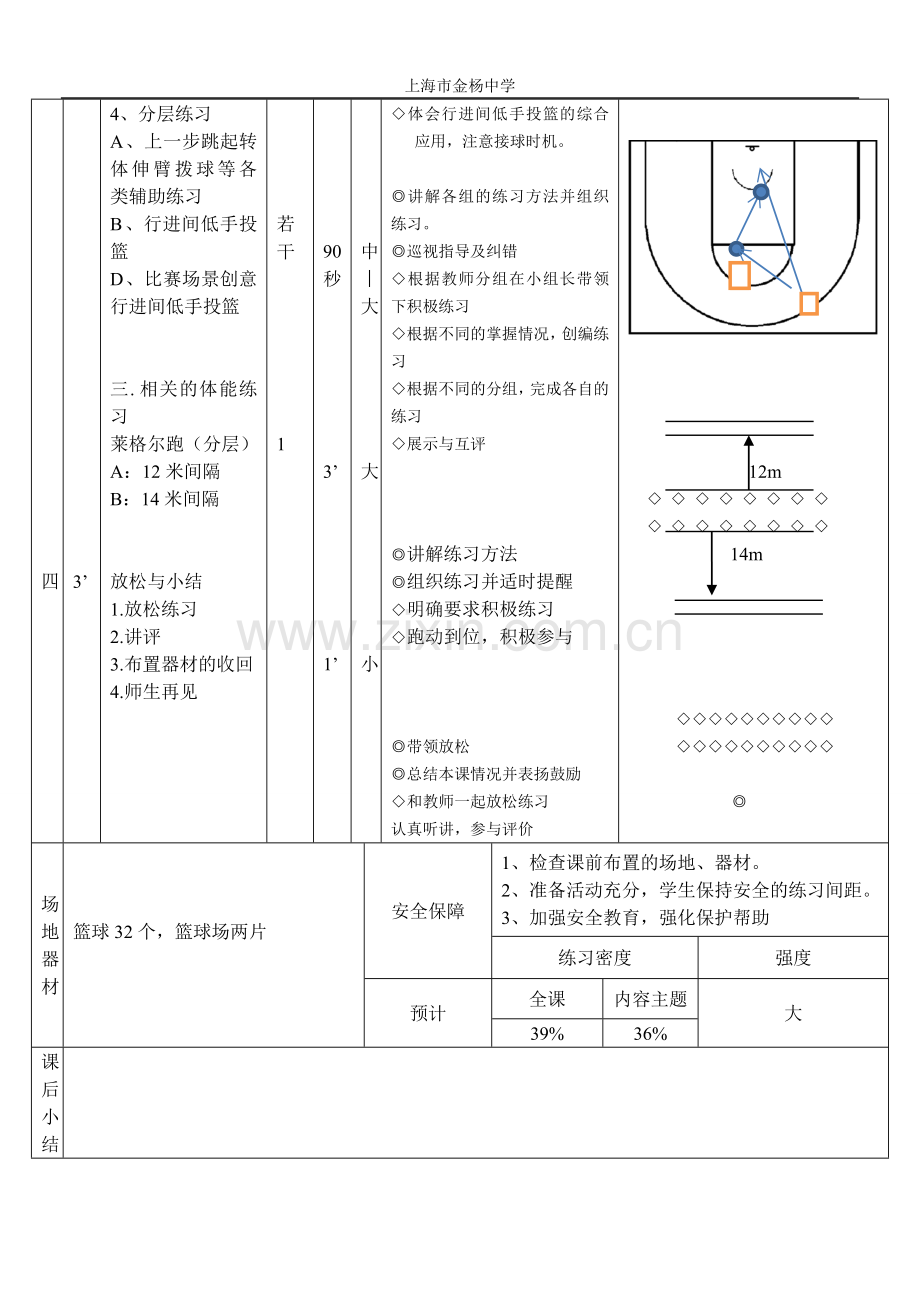 (金杨中学-黄勇)篮球—行进间低手投篮课时计划.doc_第3页