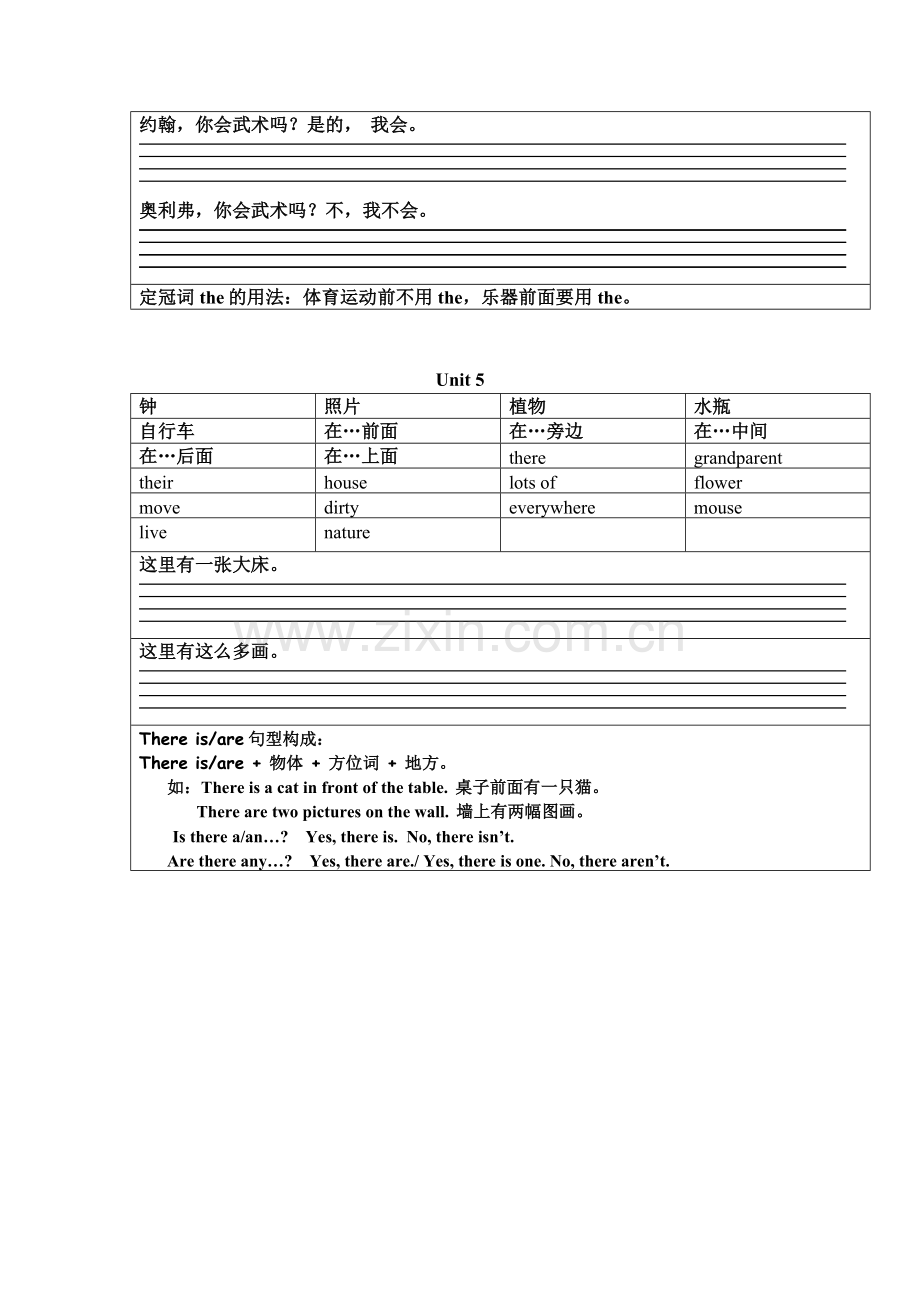 小学英语五年级上册单词句子默写(带表格和总结).docx_第3页