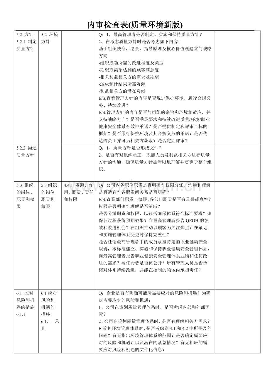 2018年新版三体系内审检查表.doc_第3页