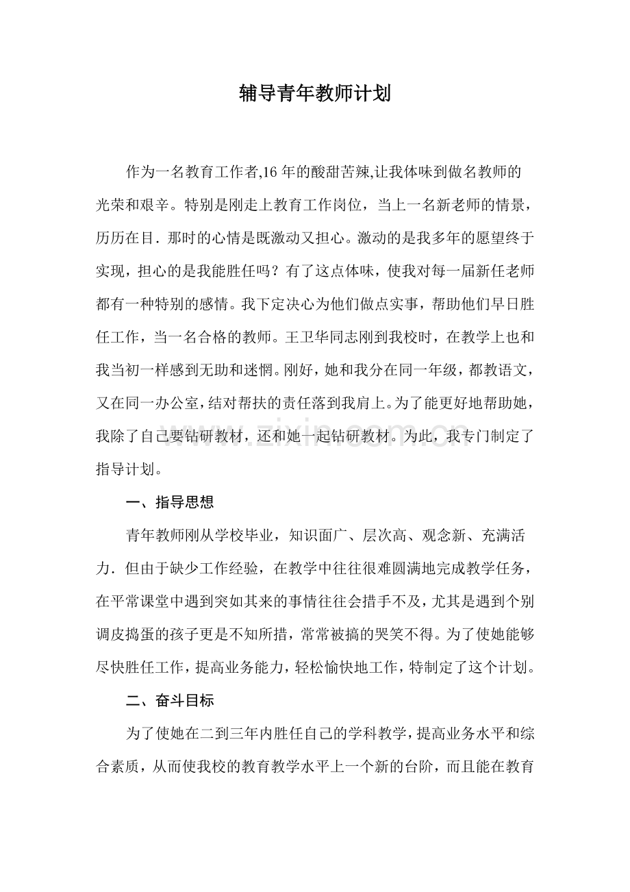 辅导青年教师计划.doc_第1页