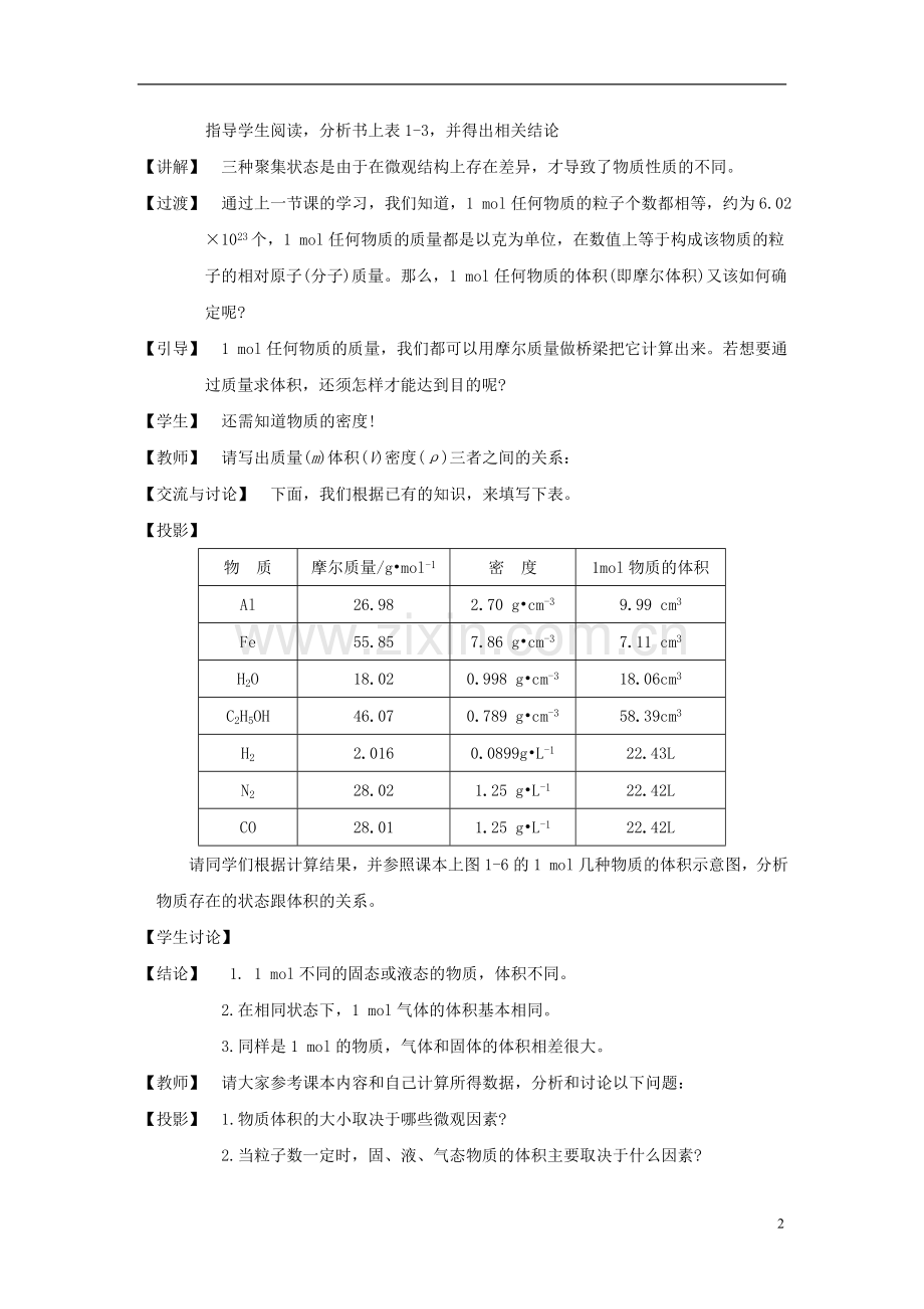 高中化学-《丰富多彩的物质-物质的聚集状态》教案1-苏教版必修1.doc_第2页