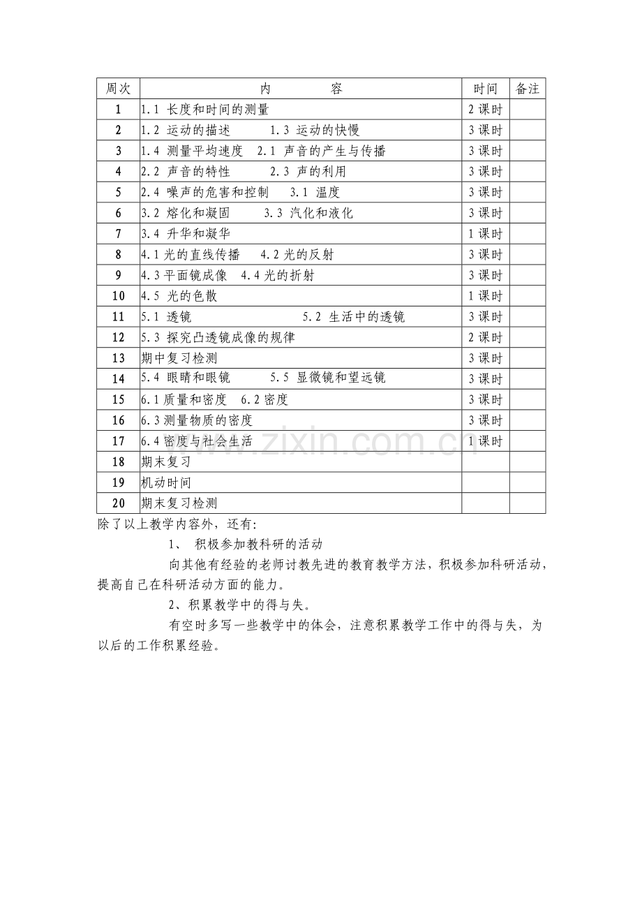 人教版八年级物理上册教学计划、进度表.doc_第3页