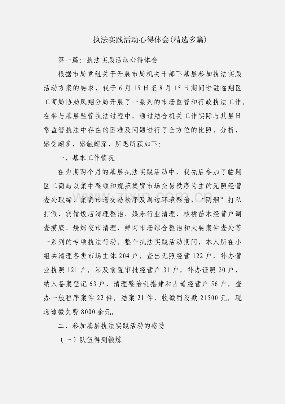 执法实践活动心得体会(多篇).docx_第1页