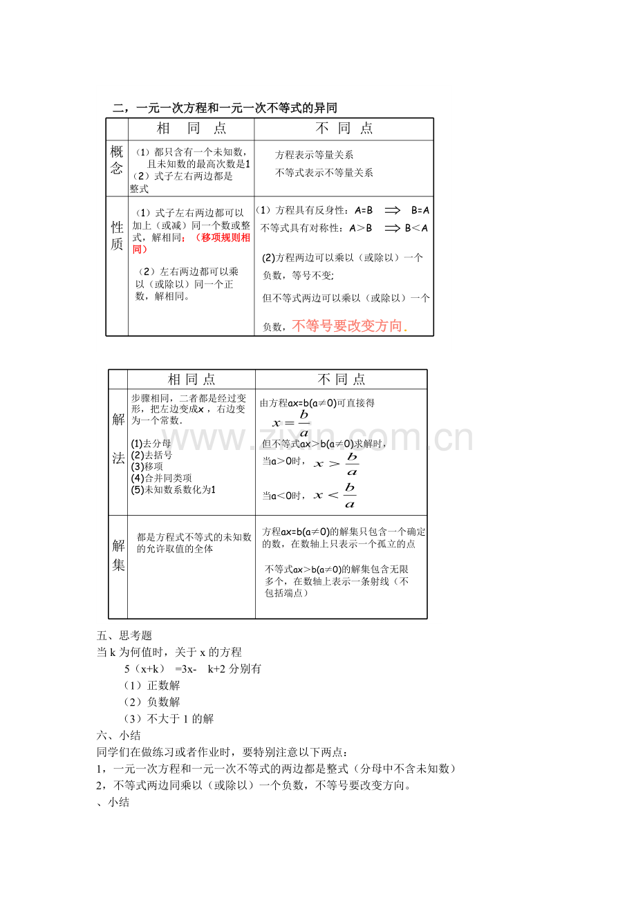 一元一次方程与一元一次不等式的异同.doc_第2页