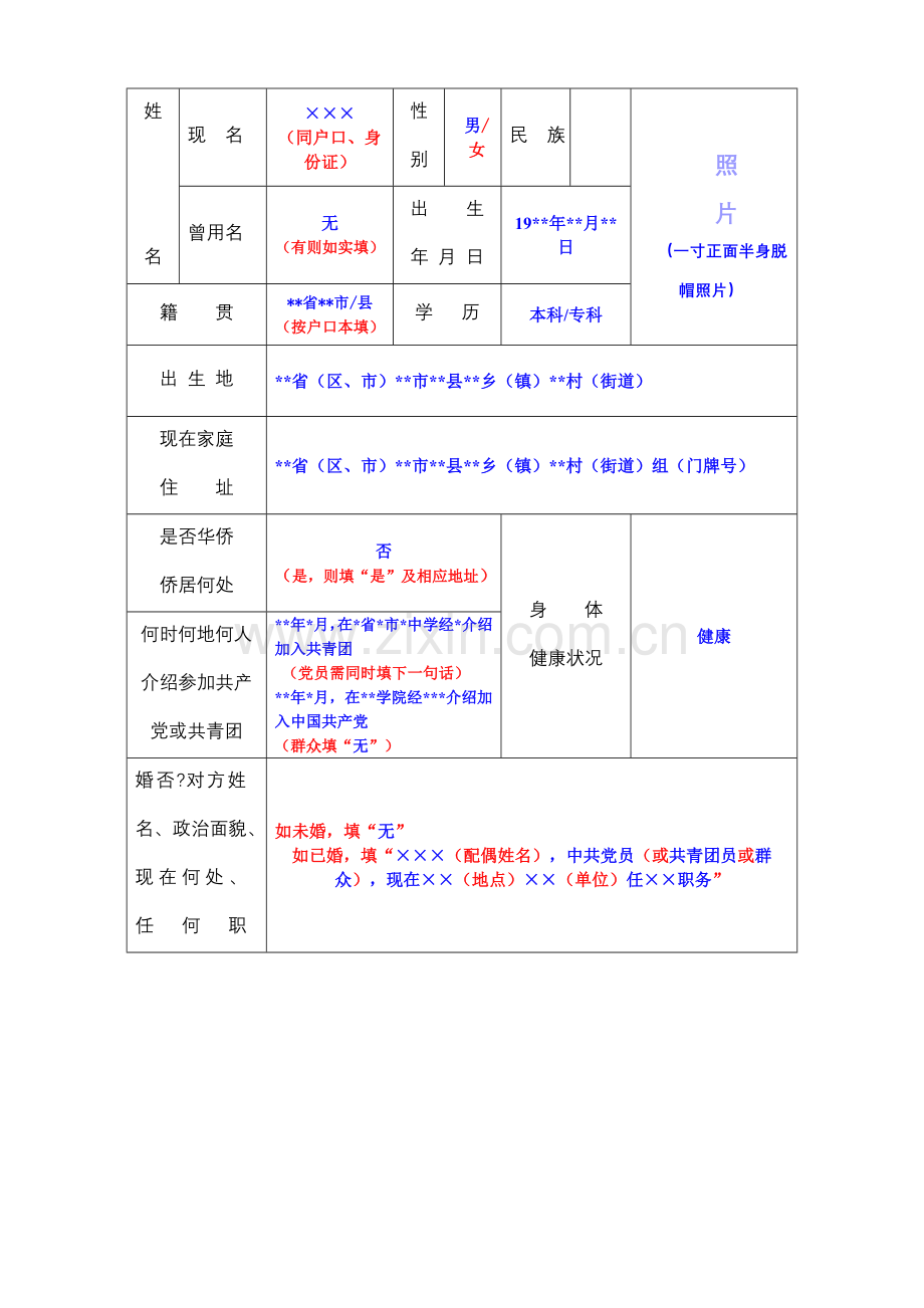 2017届《毕业生登记表》填写的模板.doc_第3页