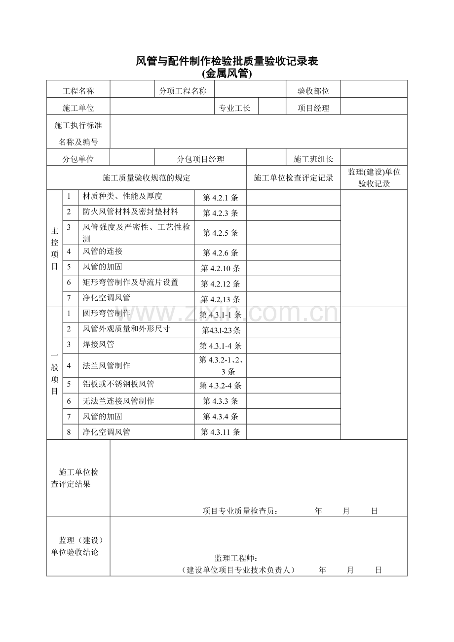 通风及空调工程检验批质量验收记录表.doc_第1页