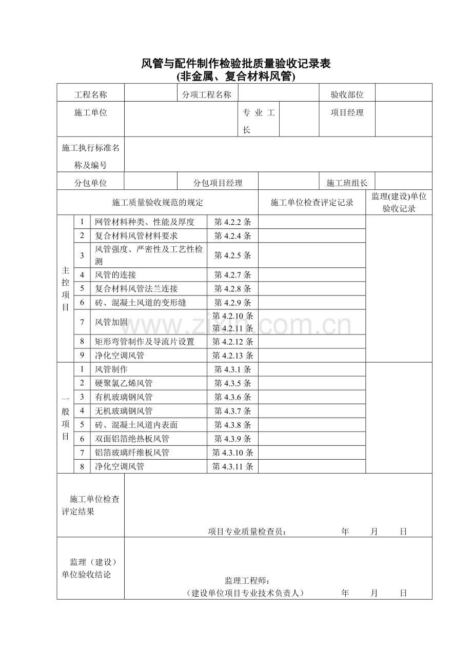 通风及空调工程检验批质量验收记录表.doc_第2页