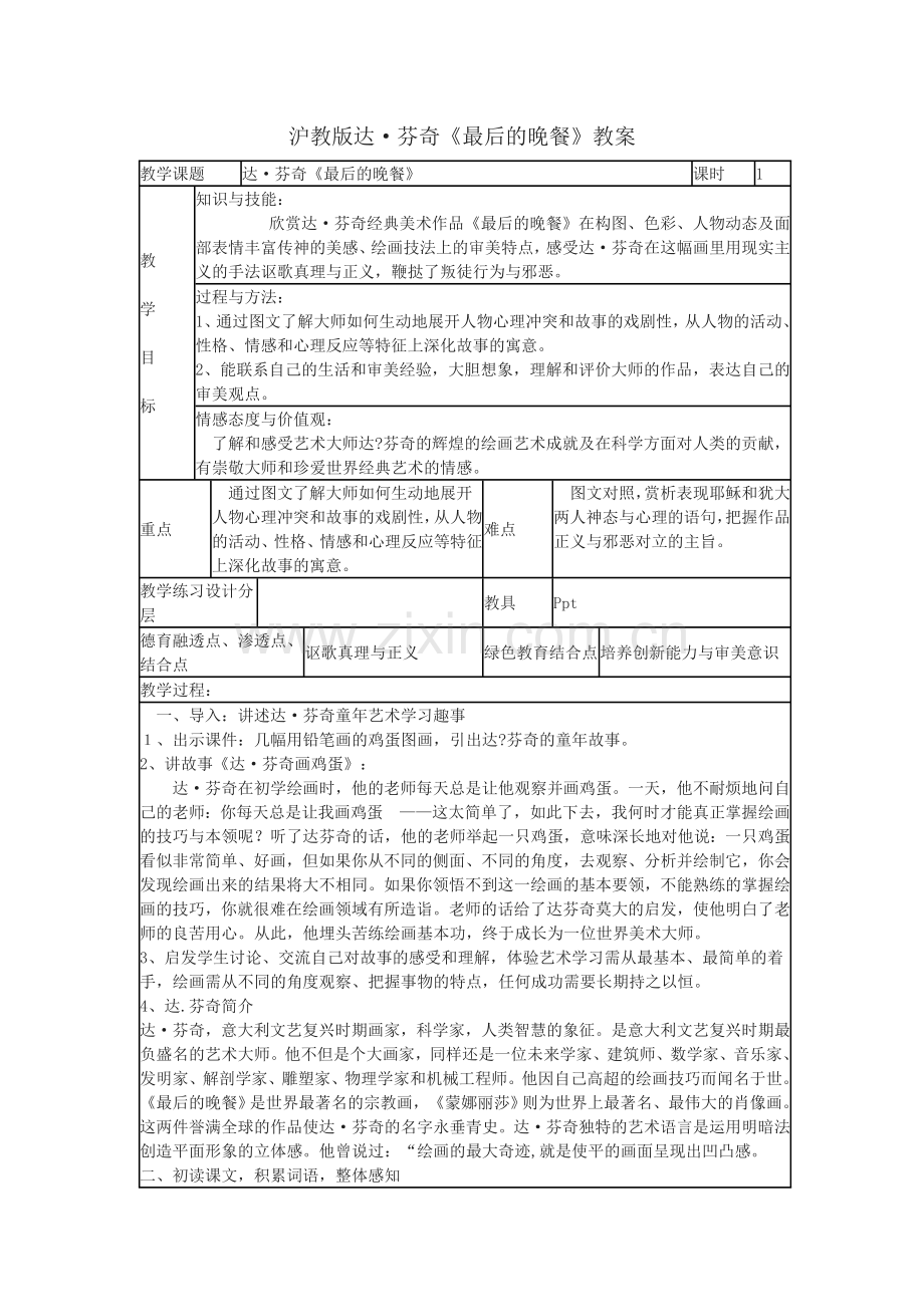 上海五四制语文八下《达·芬奇《最后的晚餐》》.doc_第1页