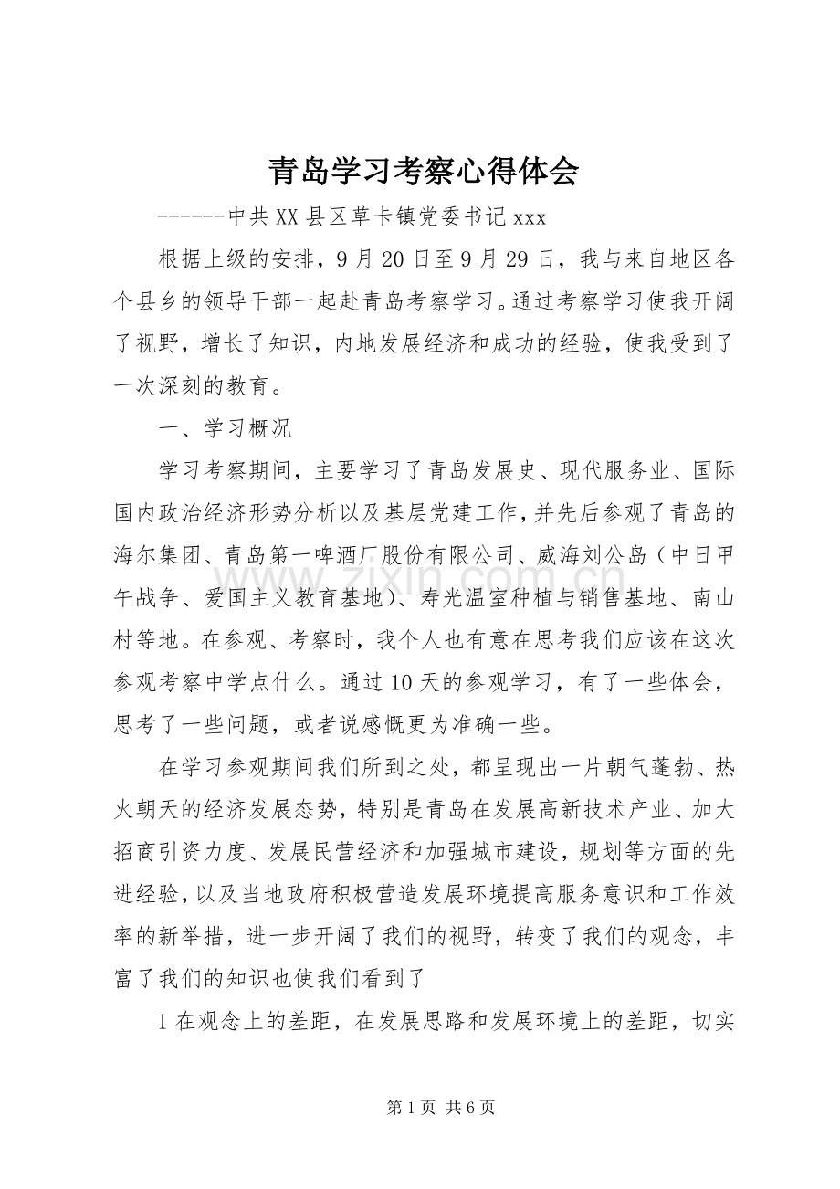 青岛学习考察体会心得.docx_第1页