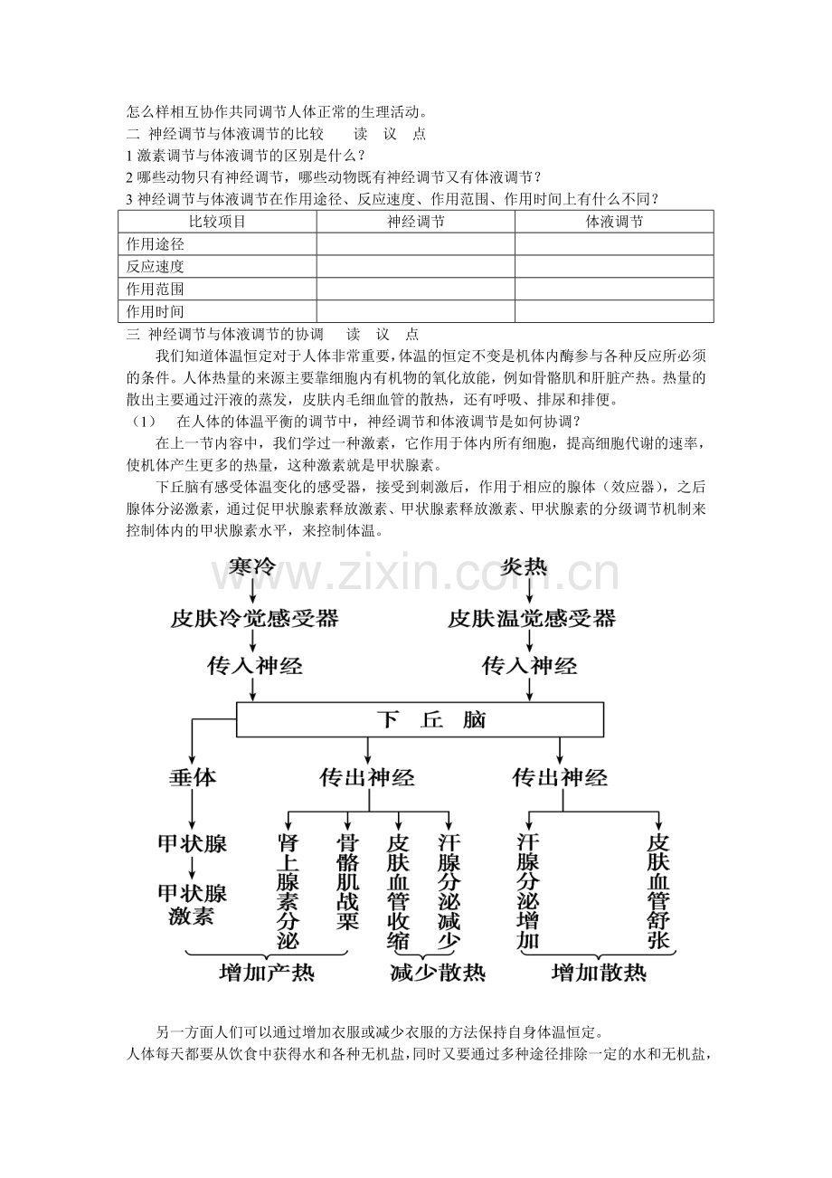 神经调节与体液调节的关系-教学设计.doc_第2页