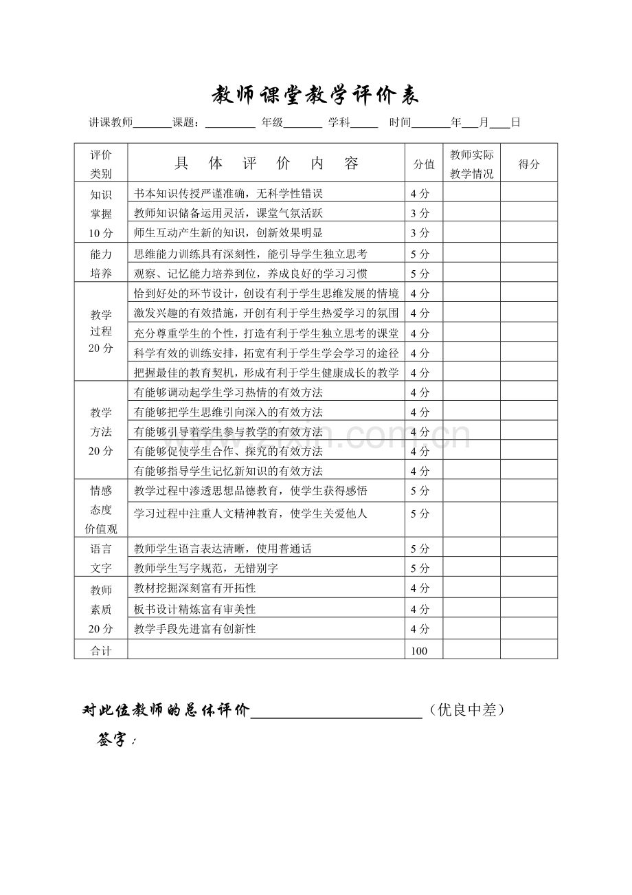 教师课堂教学评价表[1].doc_第1页