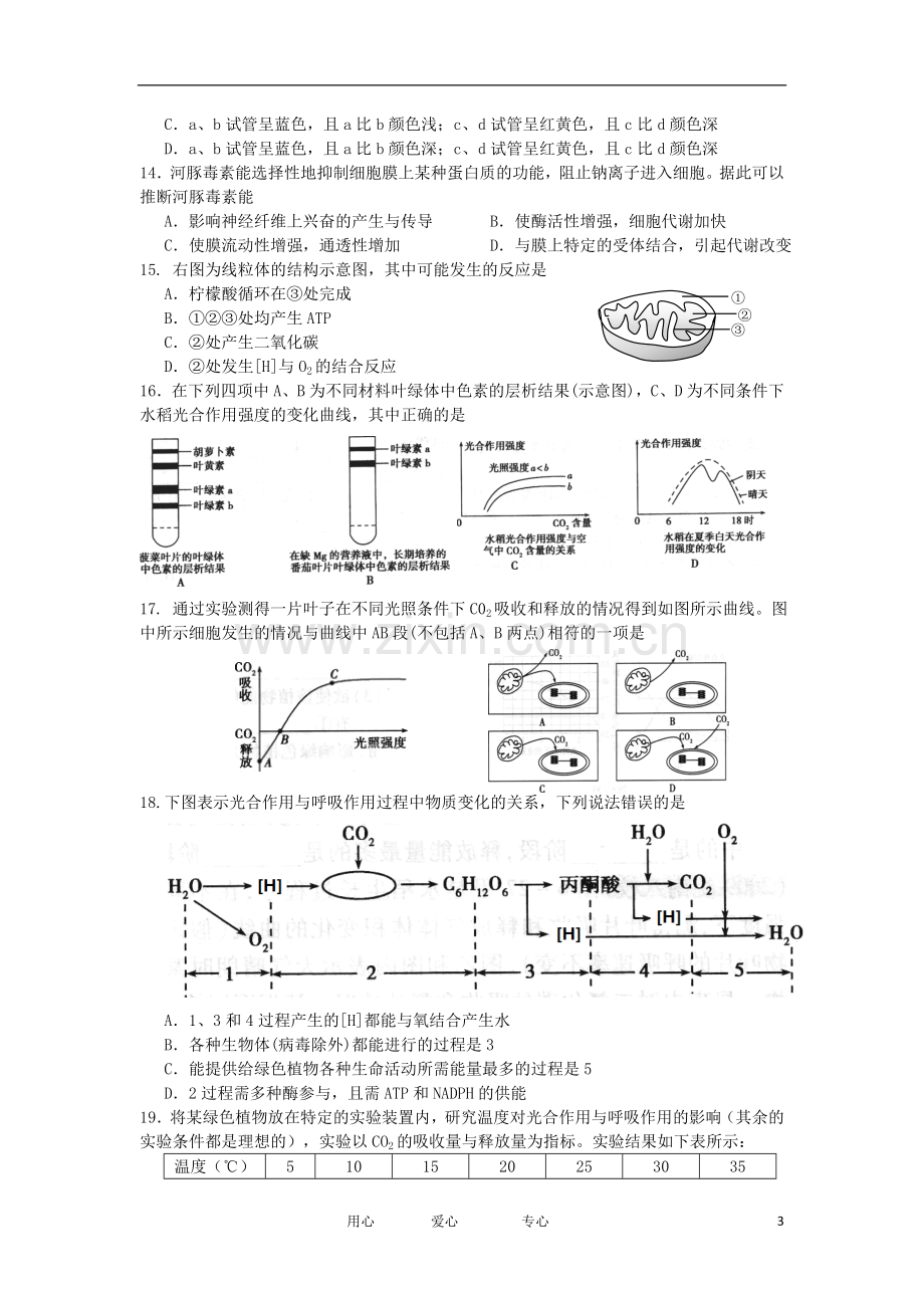 浙江省宁波市高三生物上学期期中试题浙科版.doc_第3页