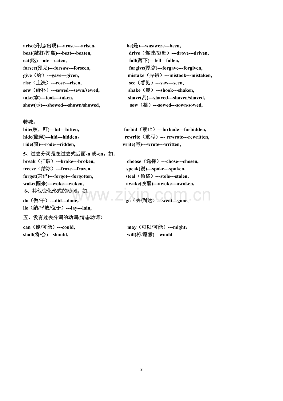 高中英语高考常用不规则动词变化(绝对全面).docx_第3页