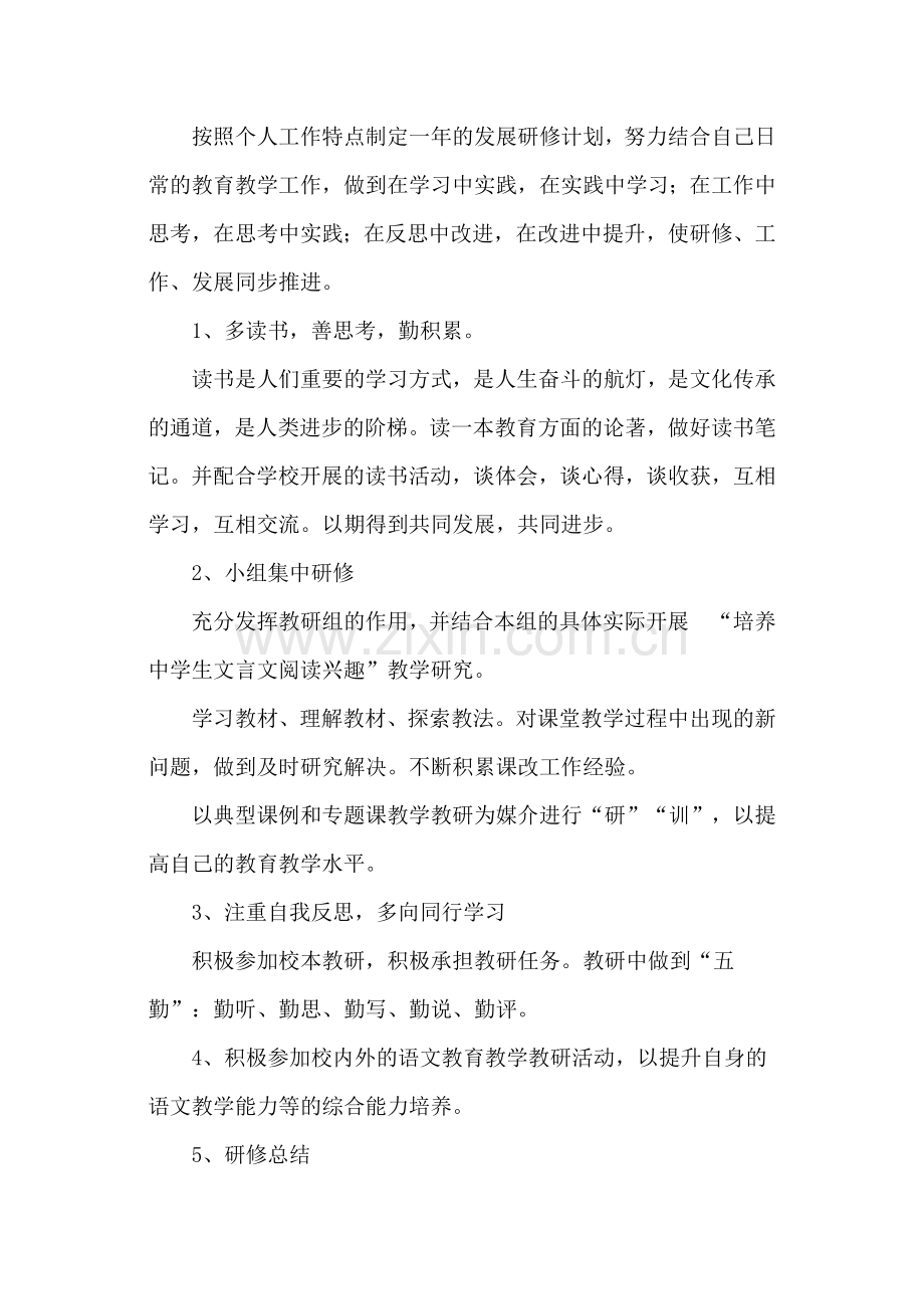 中学语文教师个人研修计划.doc_第2页