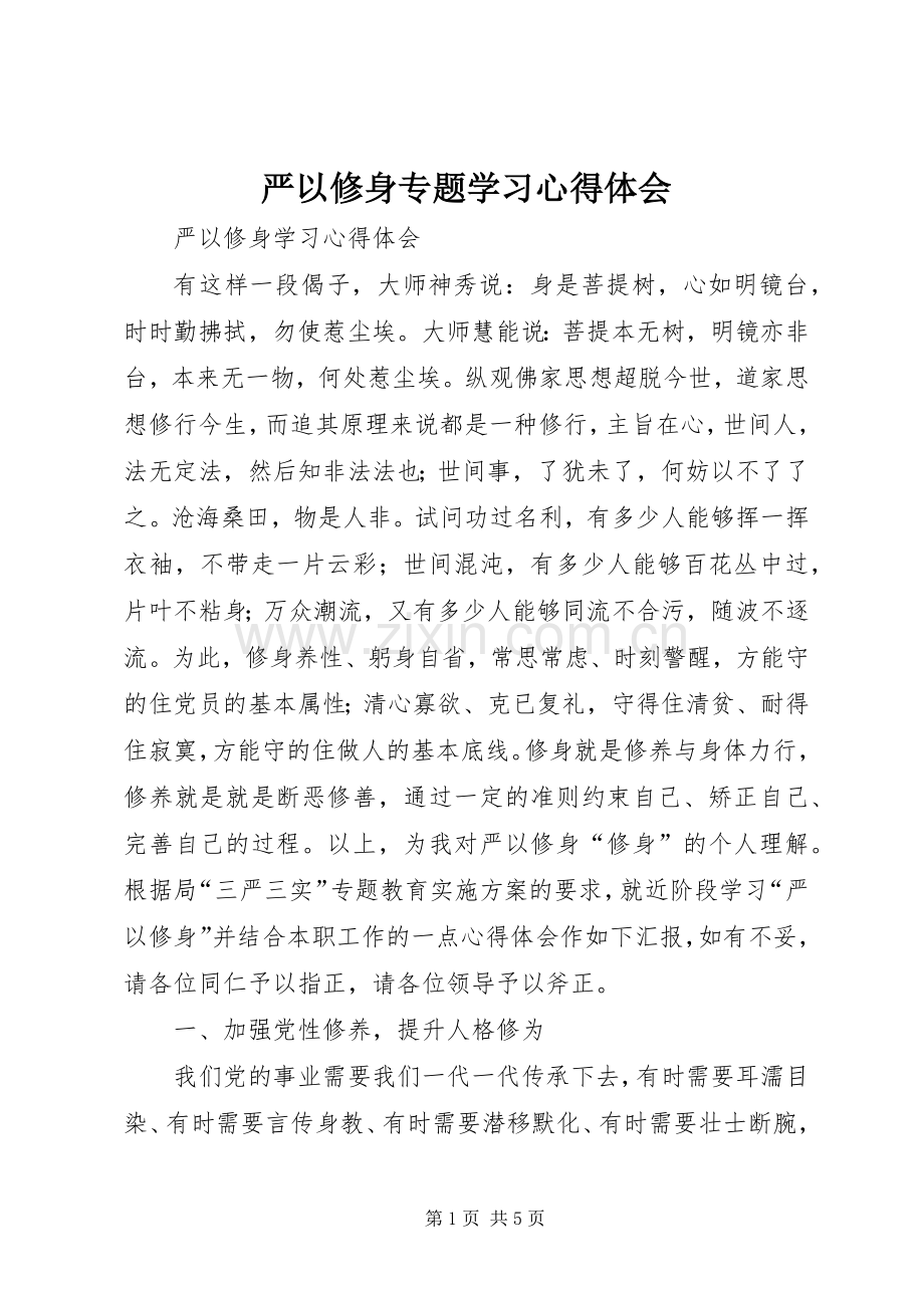 严以修身专题学习体会心得.docx_第1页