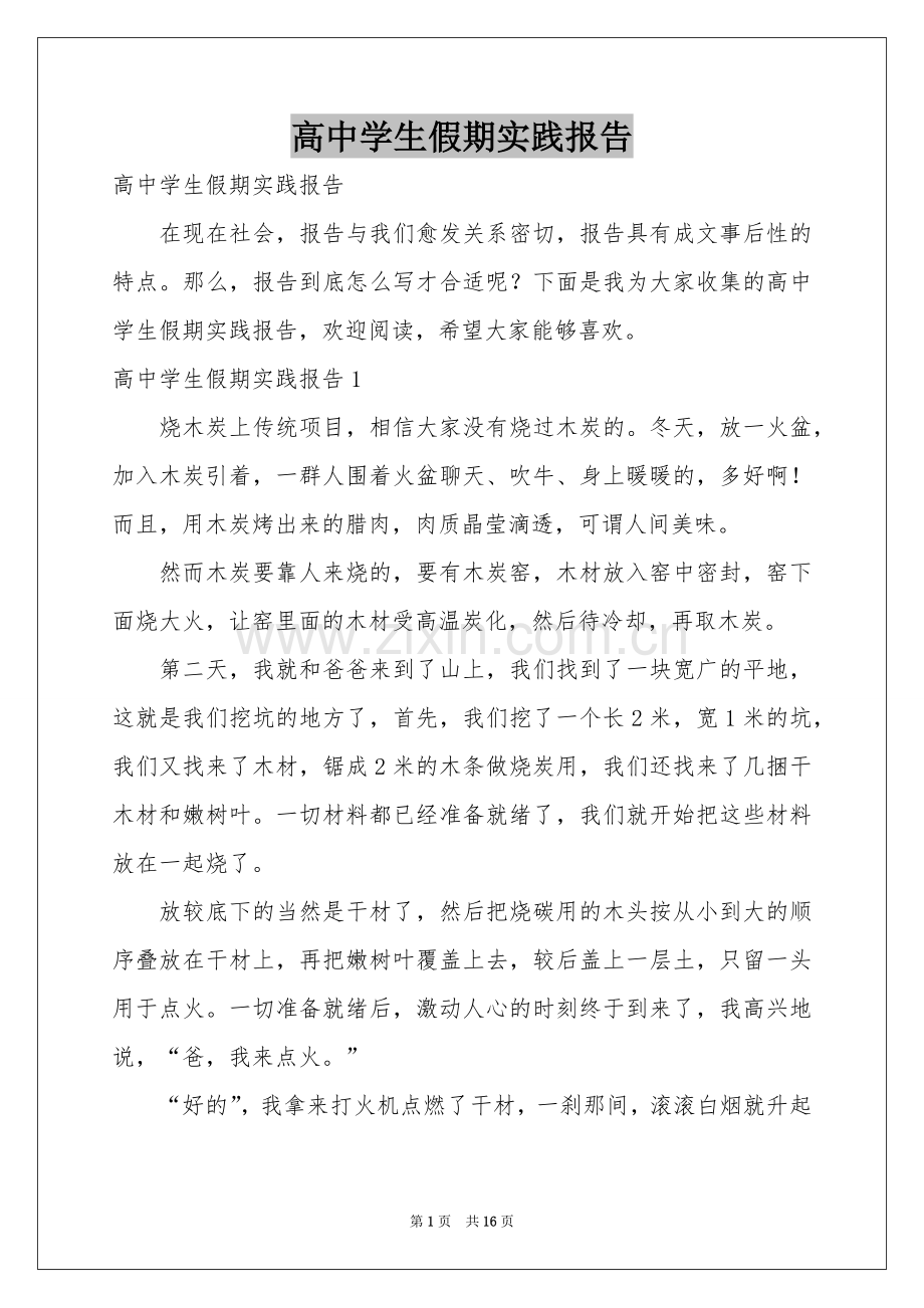 高中学生假期实践报告.docx_第1页