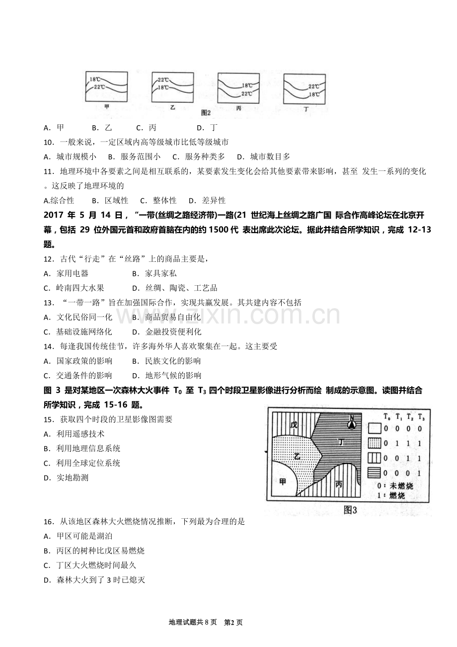 2017年广东省普通高中学业水平考试地理试卷及答案.doc_第2页