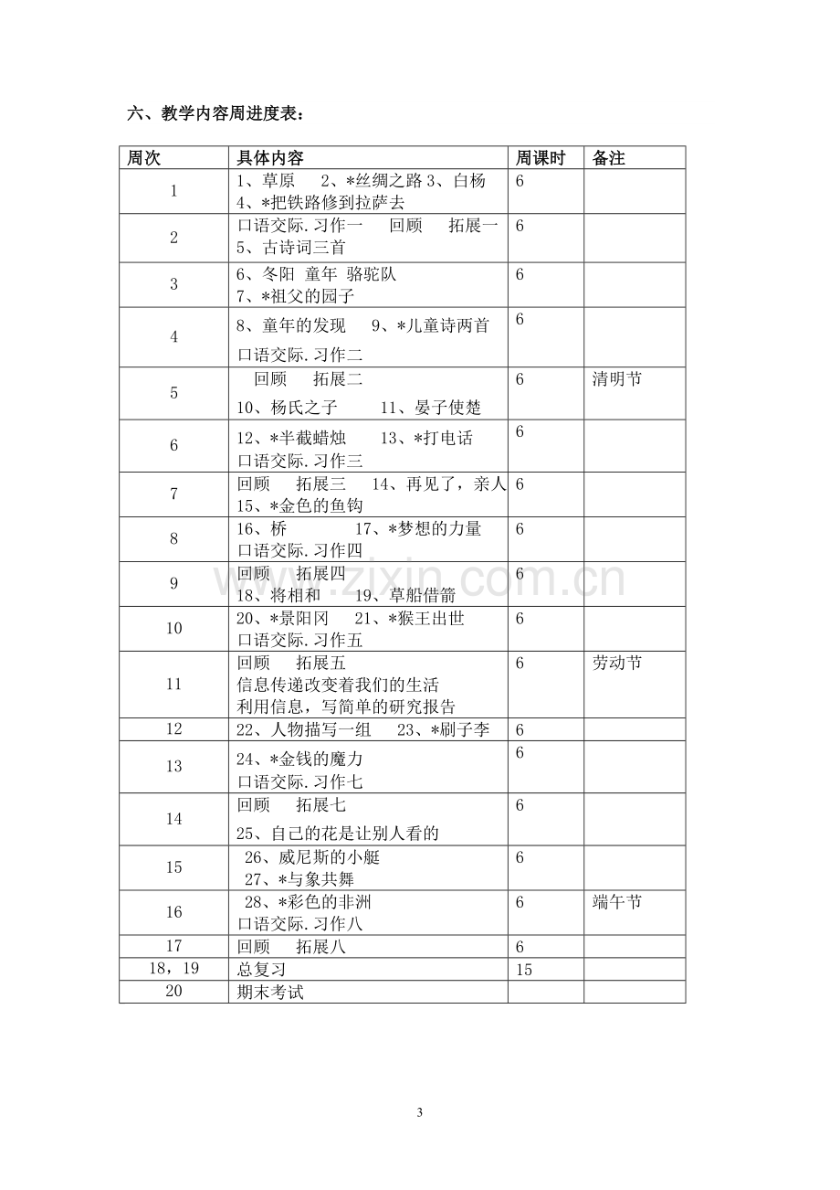 2018年五年级语文下册教学工作计划人教版.doc_第3页