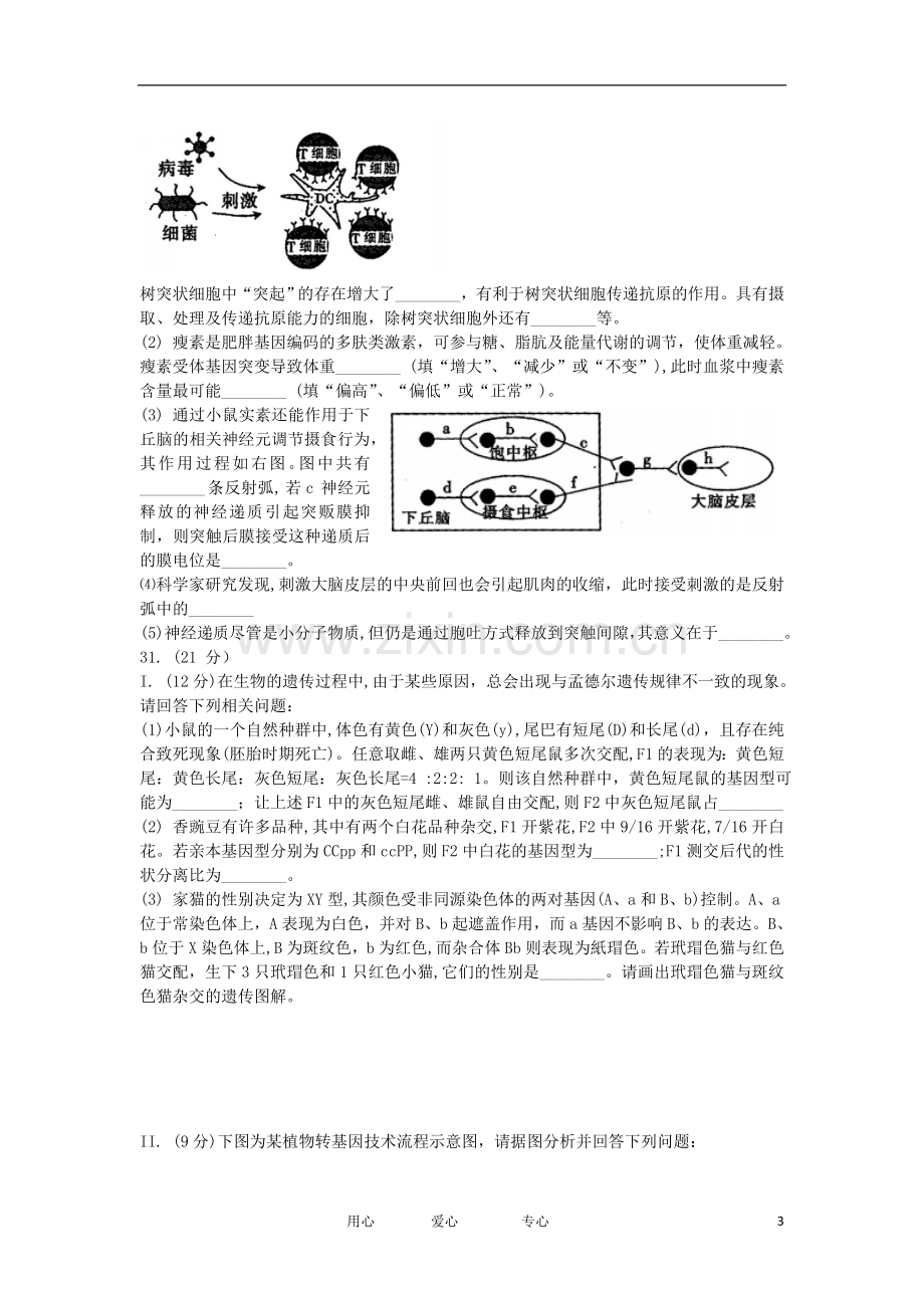 安徽省皖北协作区高三生物3月第一次联考试卷新人教版.doc_第3页