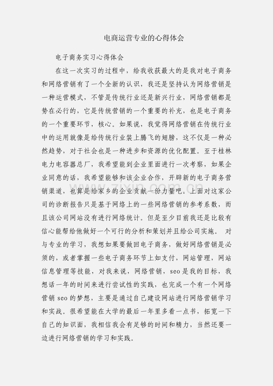 电商运营专业的心得体会.docx_第1页