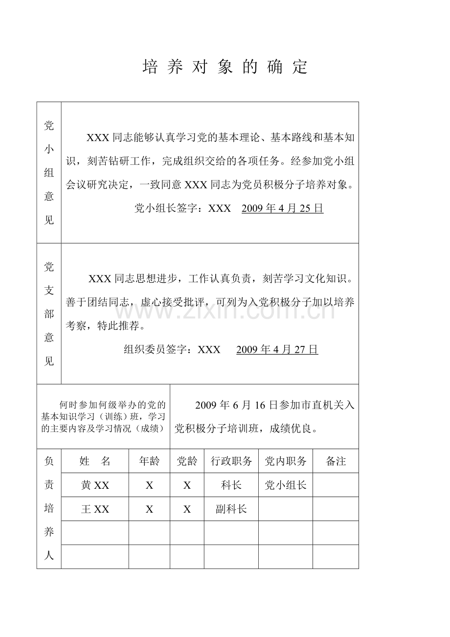 入党积极分子培养考察登记表.doc_第1页