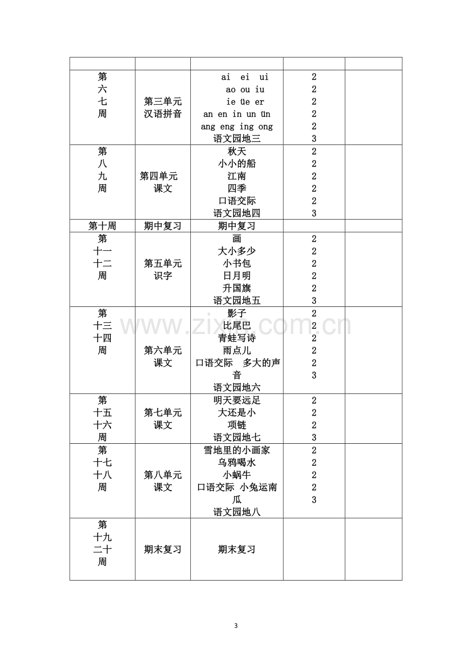 2018年新版一年级语文上册：教学计划.doc_第3页