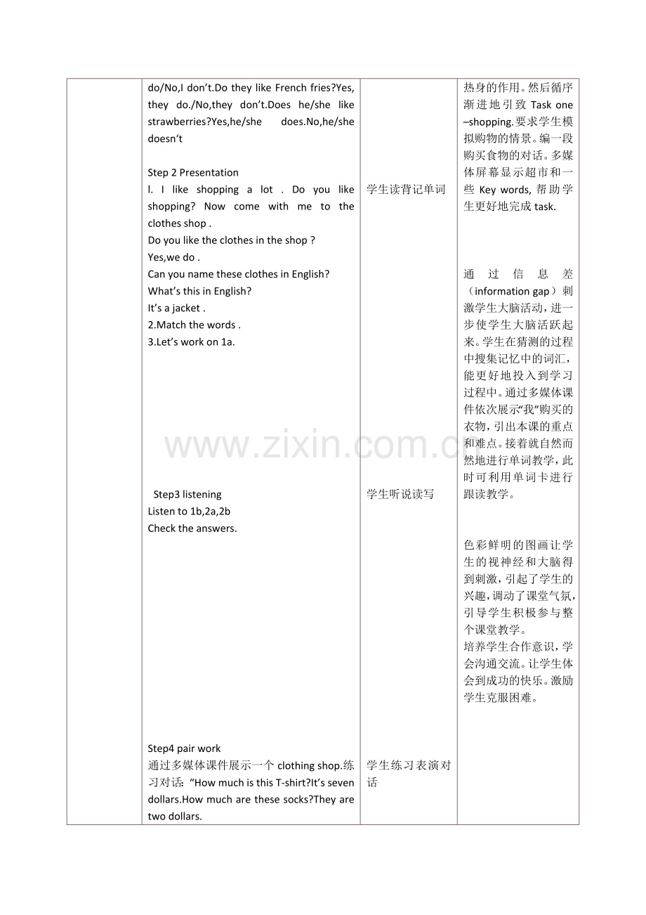 七年级上英语教学设计与反思模板.doc_第2页