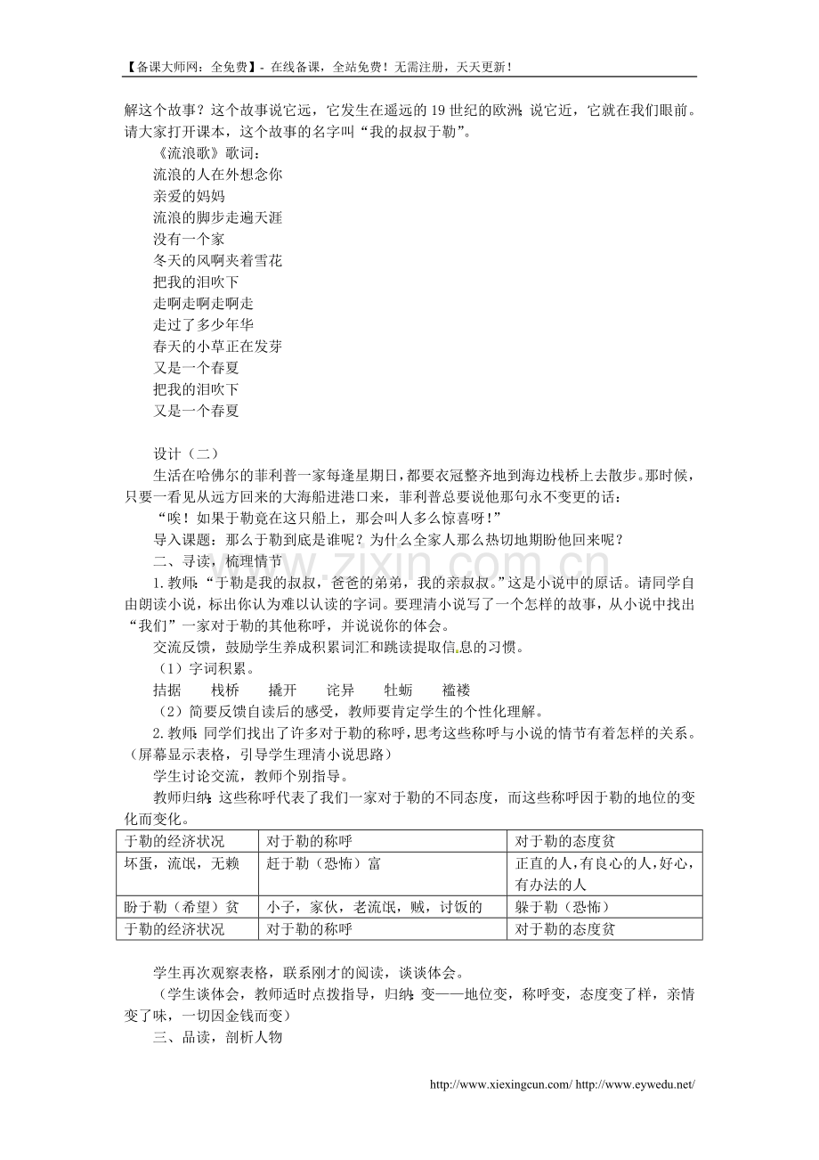 《我的叔叔于勒》名师示范教案.doc_第2页