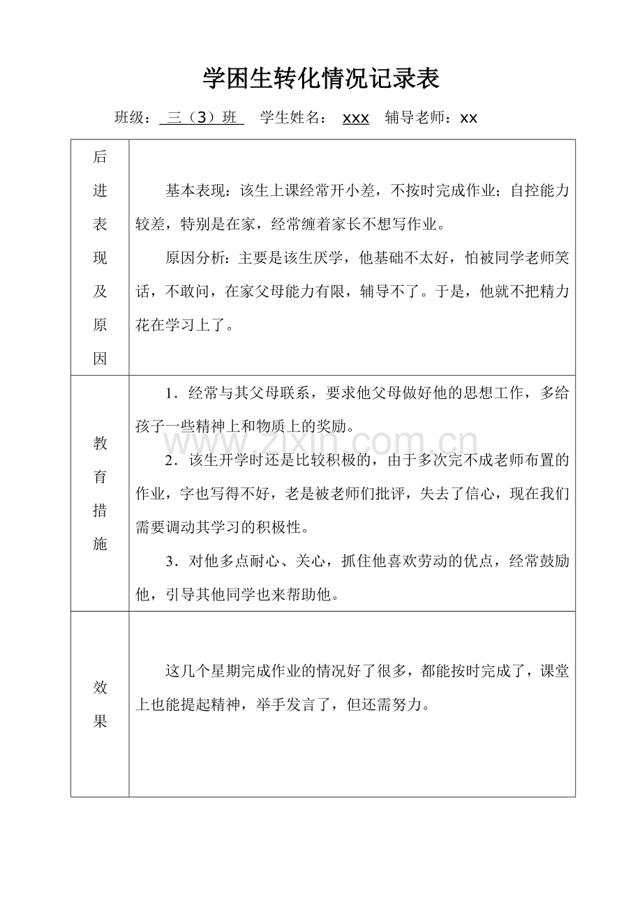 后进生转化情况记录表.doc_第1页