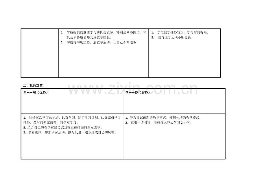 任务表单：个人自我诊断SWOT分析表-(7).doc_第2页